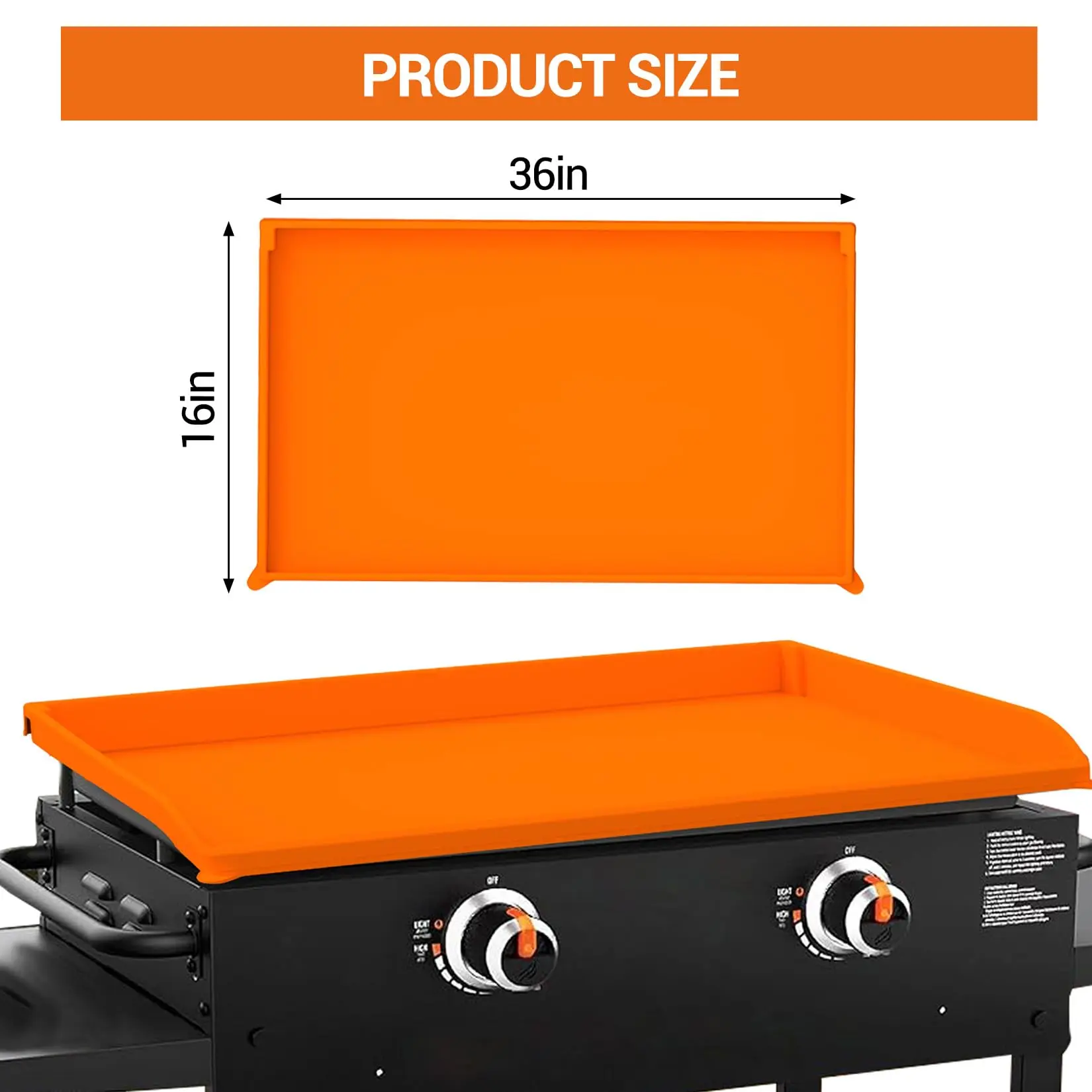 36-Inch Heavy-Duty Silicone Grill Cover - Waterproof, Oil-Resistant, Dirt-Proof with 16-Inch Accessory Lid for Outdoor BBQ Protection