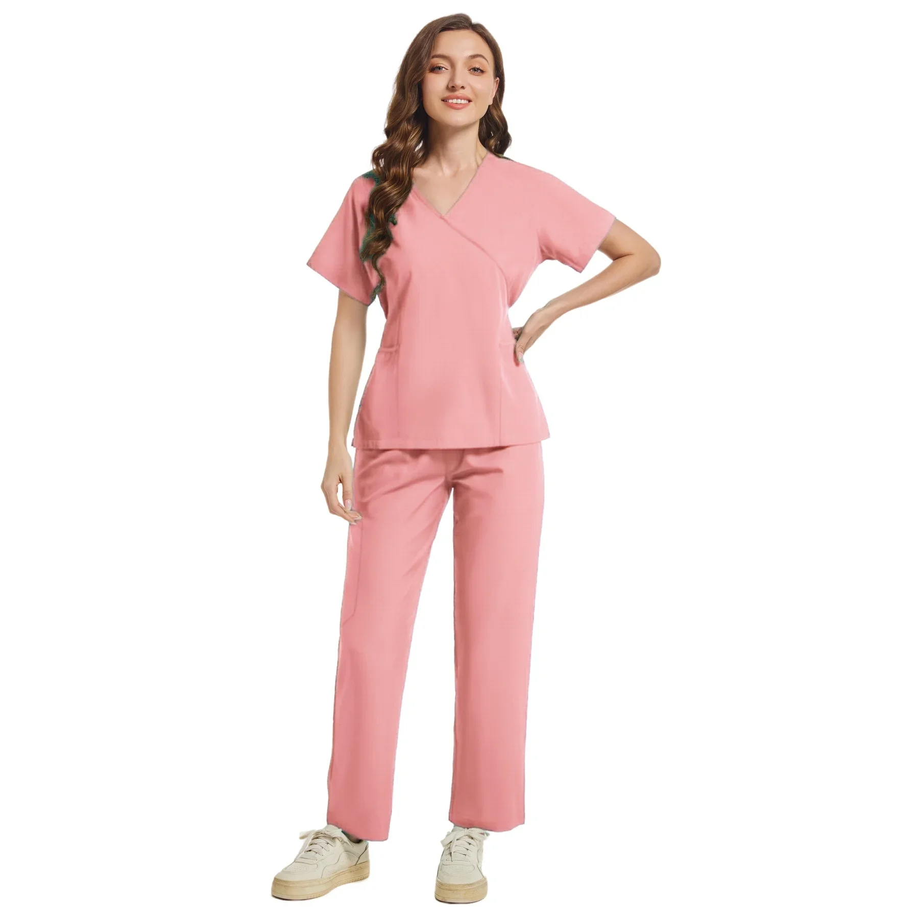 Slim Fit Women Scrubs Sets Hospital Medical Uniforms Nurses Accessories Dental Clinic Beauty Salon Spa Workwear Scrubs Tops Pant