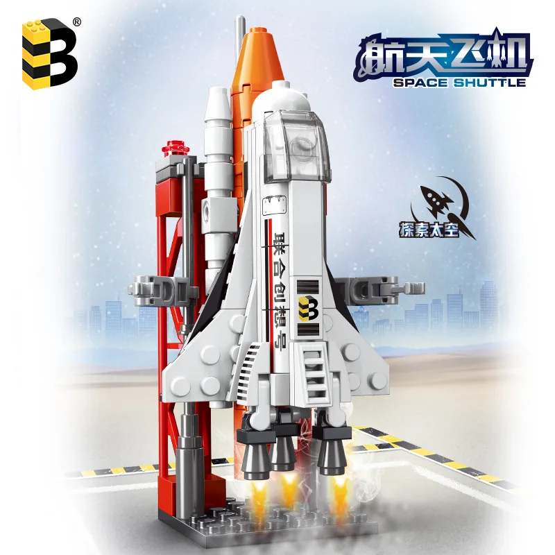 Space Shuttle Aerospace Spaceship Carrier Rocket MOC Building Blocks Bricks Classic Model Toy For Kids Gift