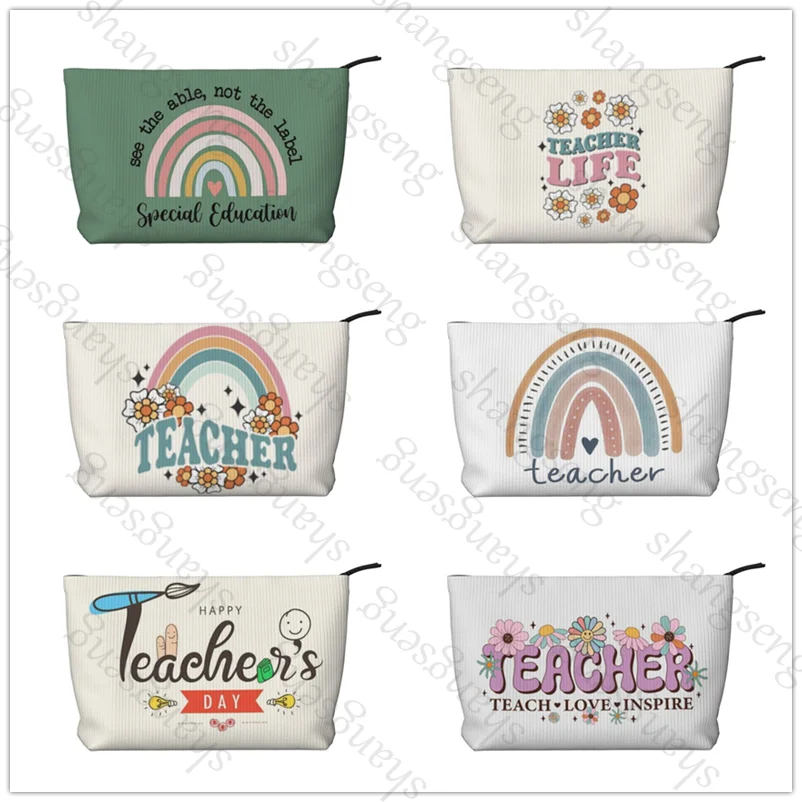 

Teacher's Day Gift Corduroy cosmetic bag portable travel toiletries bag, beauty makeup skin care sundries storage bag