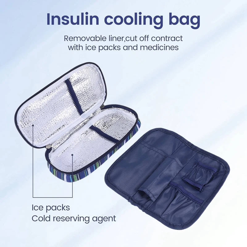 Insulin Cooler Travel Case Diabetic Medication Organizer Medicals Cooler Bag Waterproof And Insulation Liner