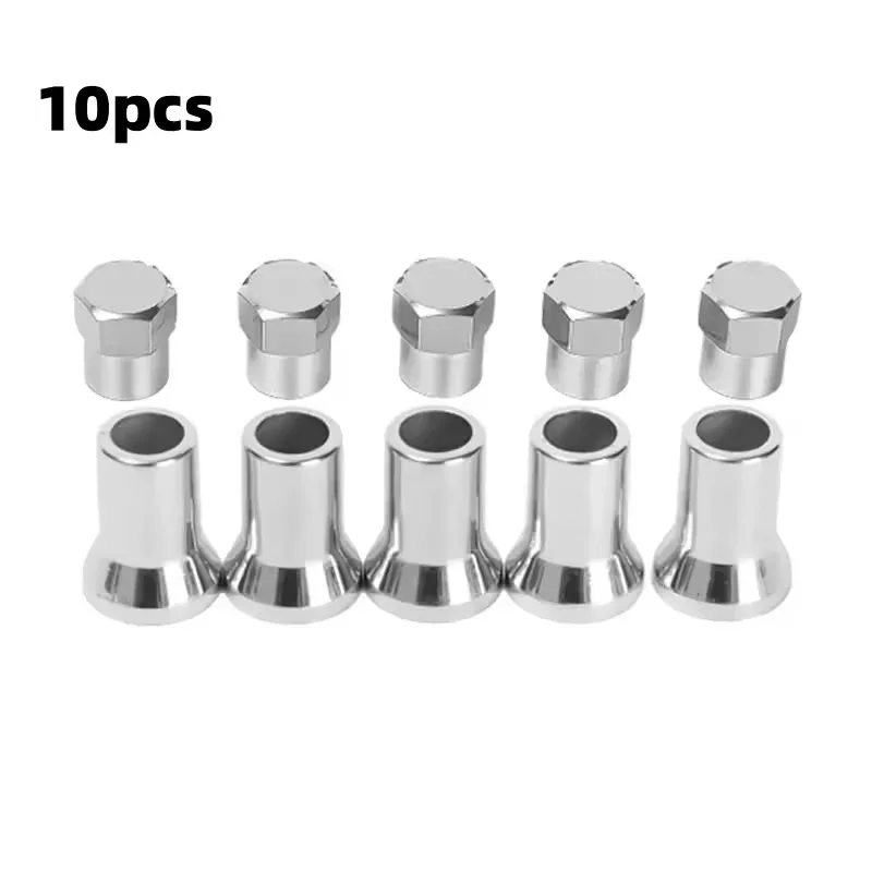 10 pçs tr413 cromado snap-tipo válvula de pneu tampa hexagonal manga capas para caminhões e vans válvula de pneu acessórios de plástico