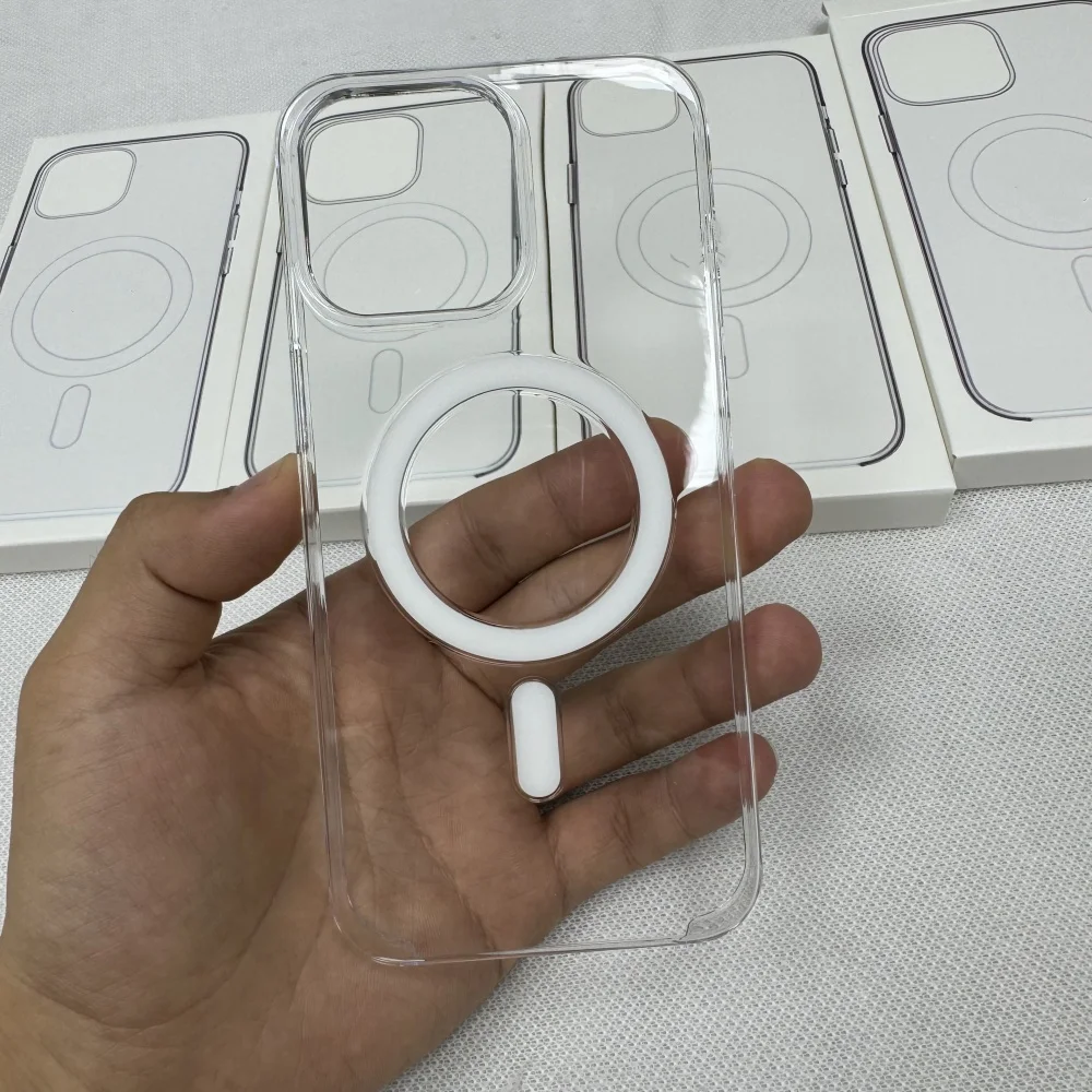 Premium AF+UV Coating Crystal Clear Hard Case For iPhone 15 Pro Max 14 Plus 13 12 Magnetic Cover For Magsafe Pop Up Animations