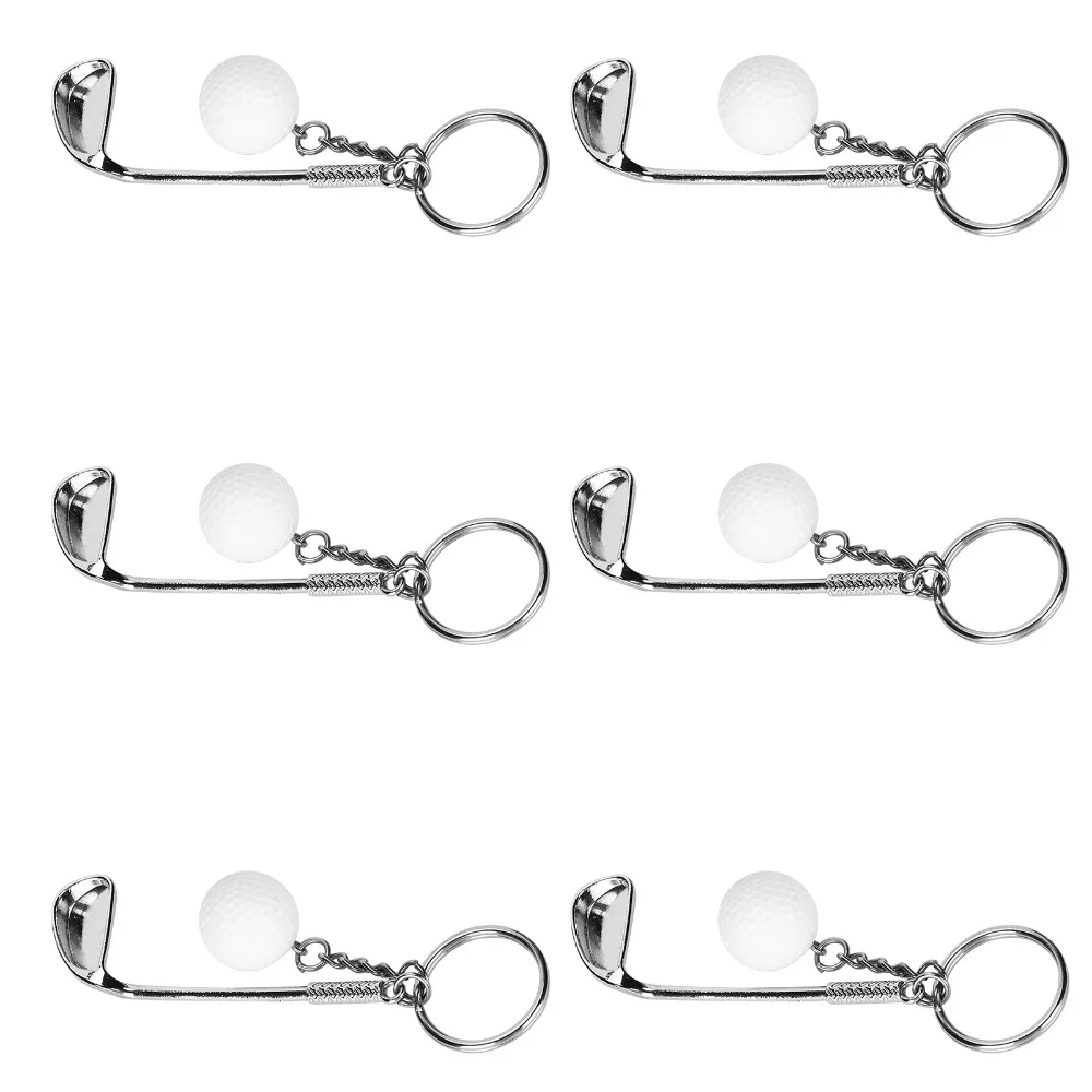 6pcs Electroplating Golf Club Keychain Funny Design Fashionable Alloy Alloy Key Ring Pendant Decoration Key Ring Pendant Handbag