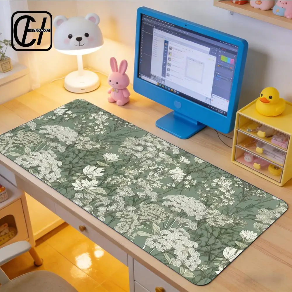 

XAXC Mouse Pad Hot Sell Gaming Mousepads Art Cartoon Anti slip Green Flower Grass Aesthetics Carpet Office Decoration Mouse Mat