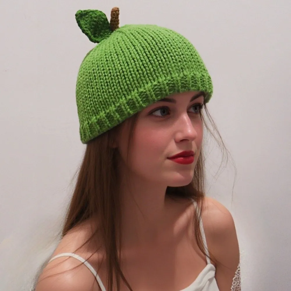 

Lemon Creative Knitted Fruit Hat Warm Thick Strawberry Pullover Cap Funny Handmade Pineapple Beanie Skiing