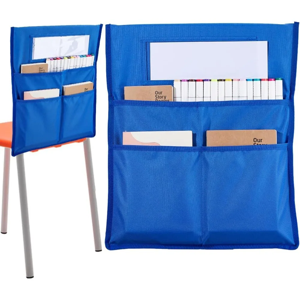Chair Buddy Aufbewahrungstasche, 19 x 16,5 Zoll, Stuhlrücken-Organizer, Diagramm, blau, mit Namensschild, Etikettensteckplatz, Studentensitz, Stuhllehne, mehrere