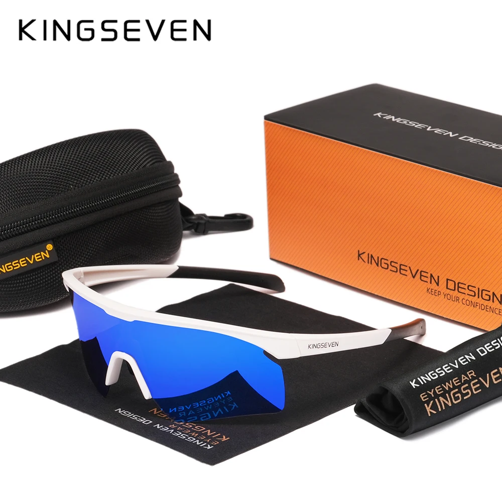 KINGSEVEN حملق الدراجات النظارات الشمسية الرجال النساء المضادة للأشعة فوق البنفسجية الاستقطاب الاتجاه في الهواء الطلق دراجة هوائية للرياضة نظارات تسلق إطار كبير #1
