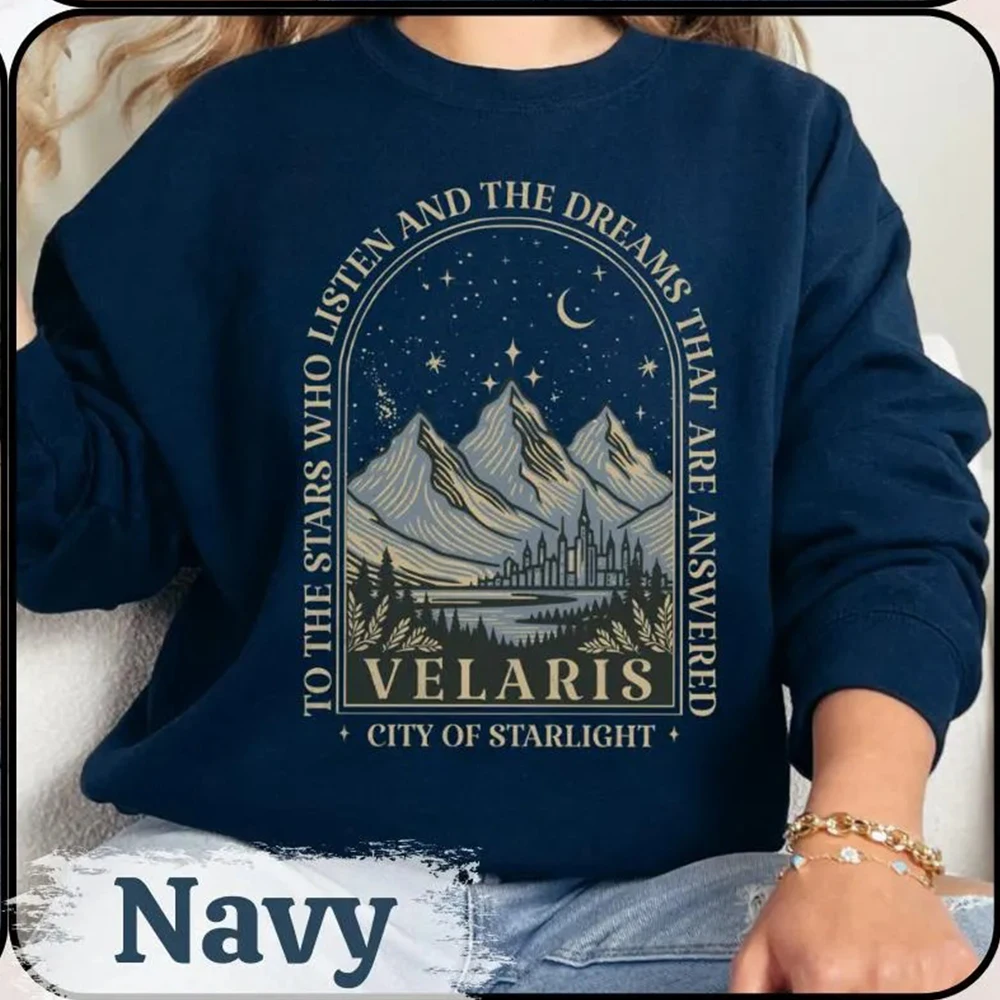 سترة Velaris Acotar للنساء City of Starlight سترة عتيقة للمحكمة الليلية برقبة دائرية ملابس الشارع #4