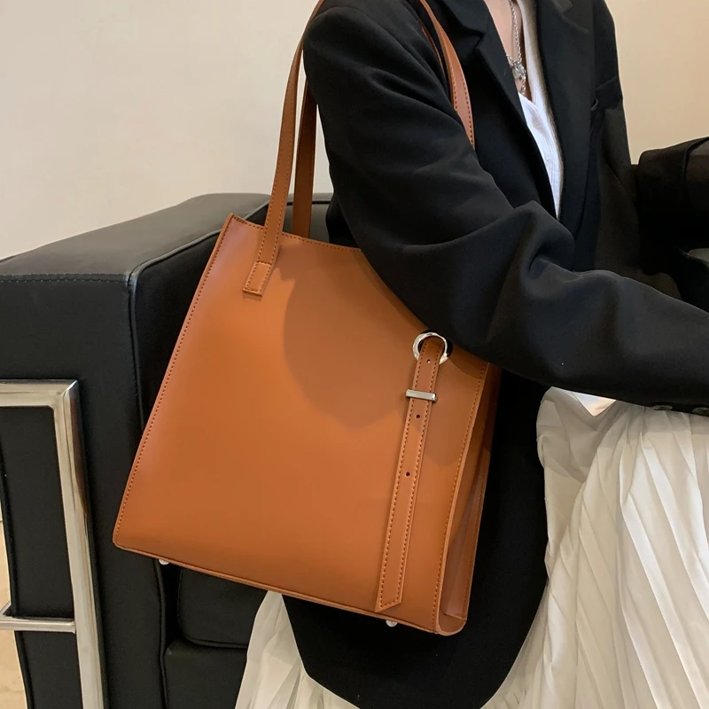 Vintage PU Leather Women big Tote Luxury female Shoulder Bags Ladies Handbags and Purses Solid Color Designer Shopper Shopping