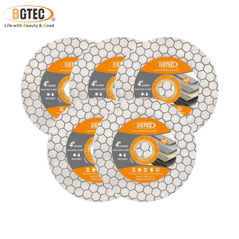 

BGTEC Tile Saw Blade 105mm 1/2/3/5Pcs Cutting Disc Porcelain Doublesided Hex Tile Cutter Grinding Porcelain Marble Granite Plate