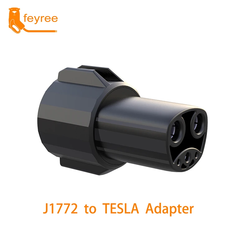 feyree EV Charger Adapter J1772 to Tesla Socket 60A 250V from J1772 Type1 to Tesla Adapter for Electric Car Tesla Model 3/Y/S/X