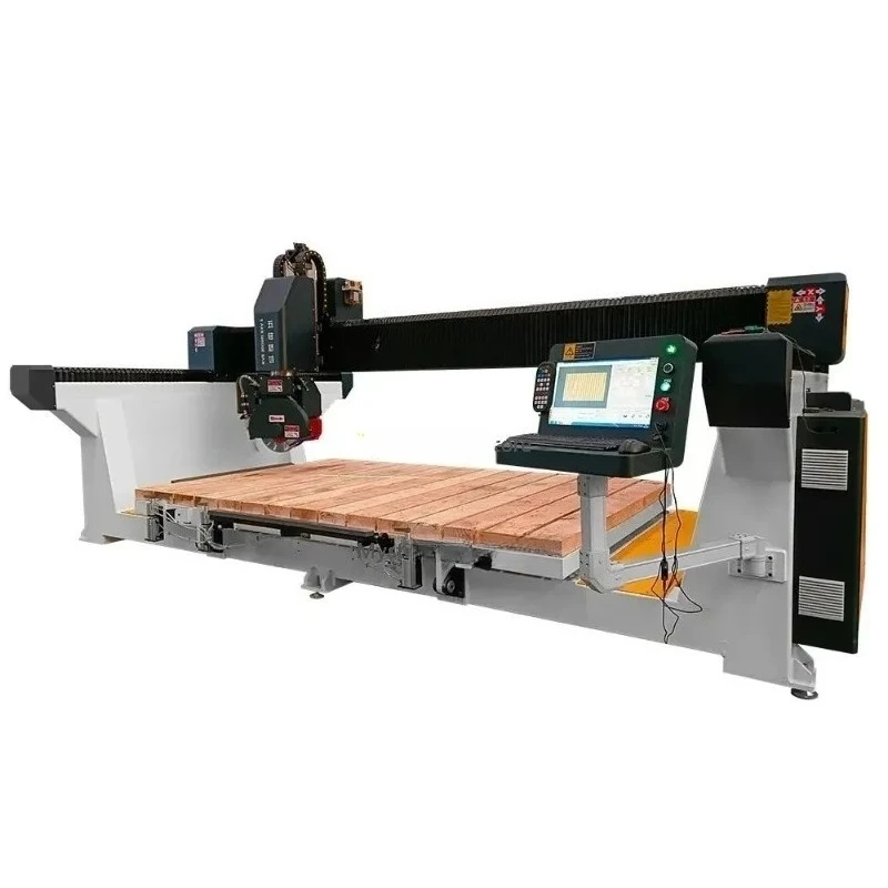 5 axis quartz granite marble stone cnc milling cutting bridge saw machine