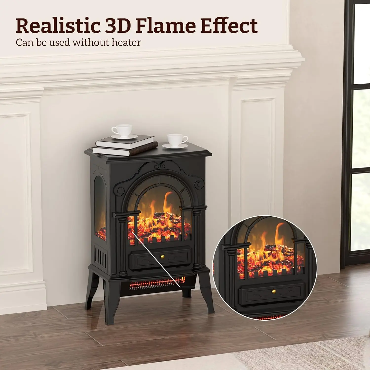 Freestanding Electric Fireplace Heater, 1000W/1500W Easy to carry. It is the living room,Perfect addition to study and bedroom