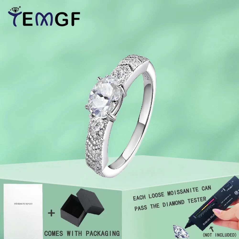 

TEMGF Full Moissanite Ring GRA Certification S925 Sterling Silver for Women luxury Fashion Sparkling Fine Jewelry Proposal Gifts