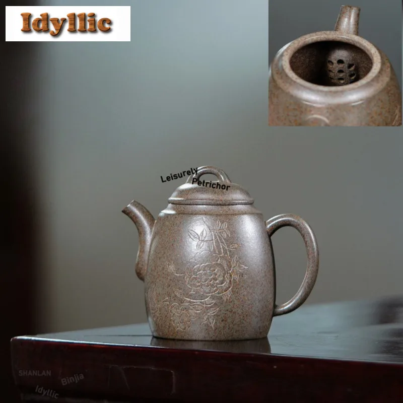 

200ml Yixing Purple Clay Teapots Handmade Qin Quan Pot Raw Ore Wood-fired Porcelain Mud Kettle With Strainer Zisha Tea Set Gift