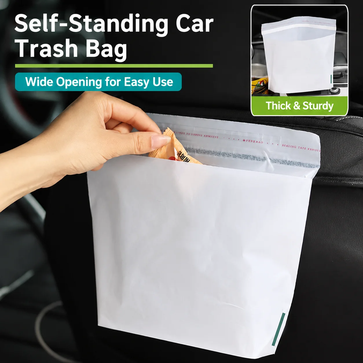 Car Standing Trash Bag, Self-Standing Car Garbage Bag with Letters, Portable Car Waste Bag for Vehicles