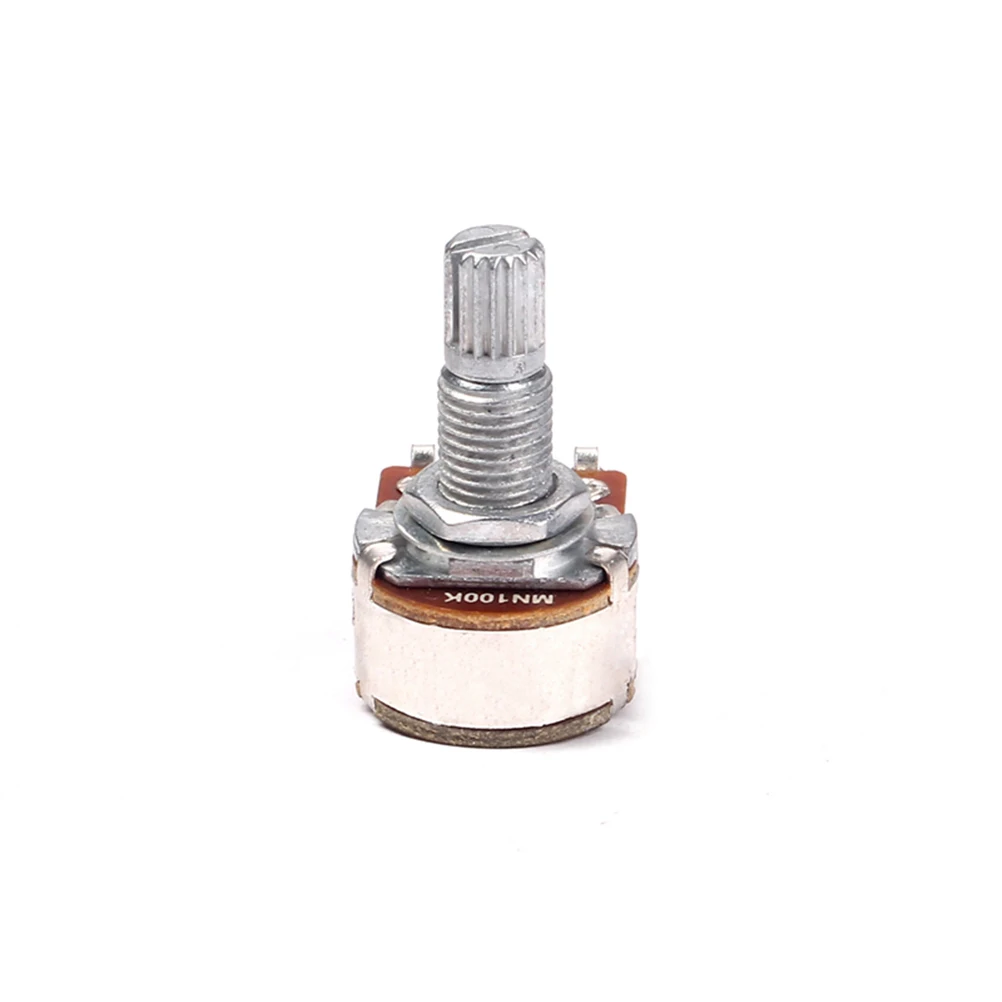 

Guitar Potentiometer MN100K Dual Deck Blend Balance Pickups Tone Control Audio Log Linear Split Shaft Coarse Knurling Solder