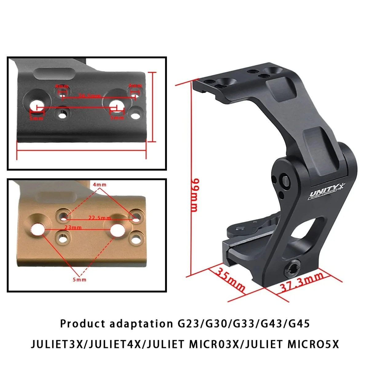 2,26'' 2,91'' Taktische UNITY Riser Mount FAST FTC Vergrößerungshalterung Passend für 20mm Picatinny-Schiene Optische Höhenhalterung für G33 G43 G45 – Detail 8