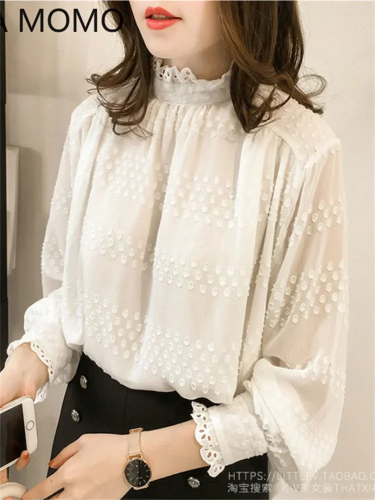 Vintage Lantern long Sleeve summer spring Women Shirt Blouses Single Breasted Blouse Female Loose Shirts Tops blusas mujer