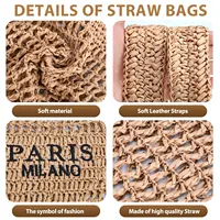 Straw Beach Bags for Women - Women Beach Handmade Woven Tote Bag, Summer Mesh Hollow Shoulder Bag for Holiday - Image 4