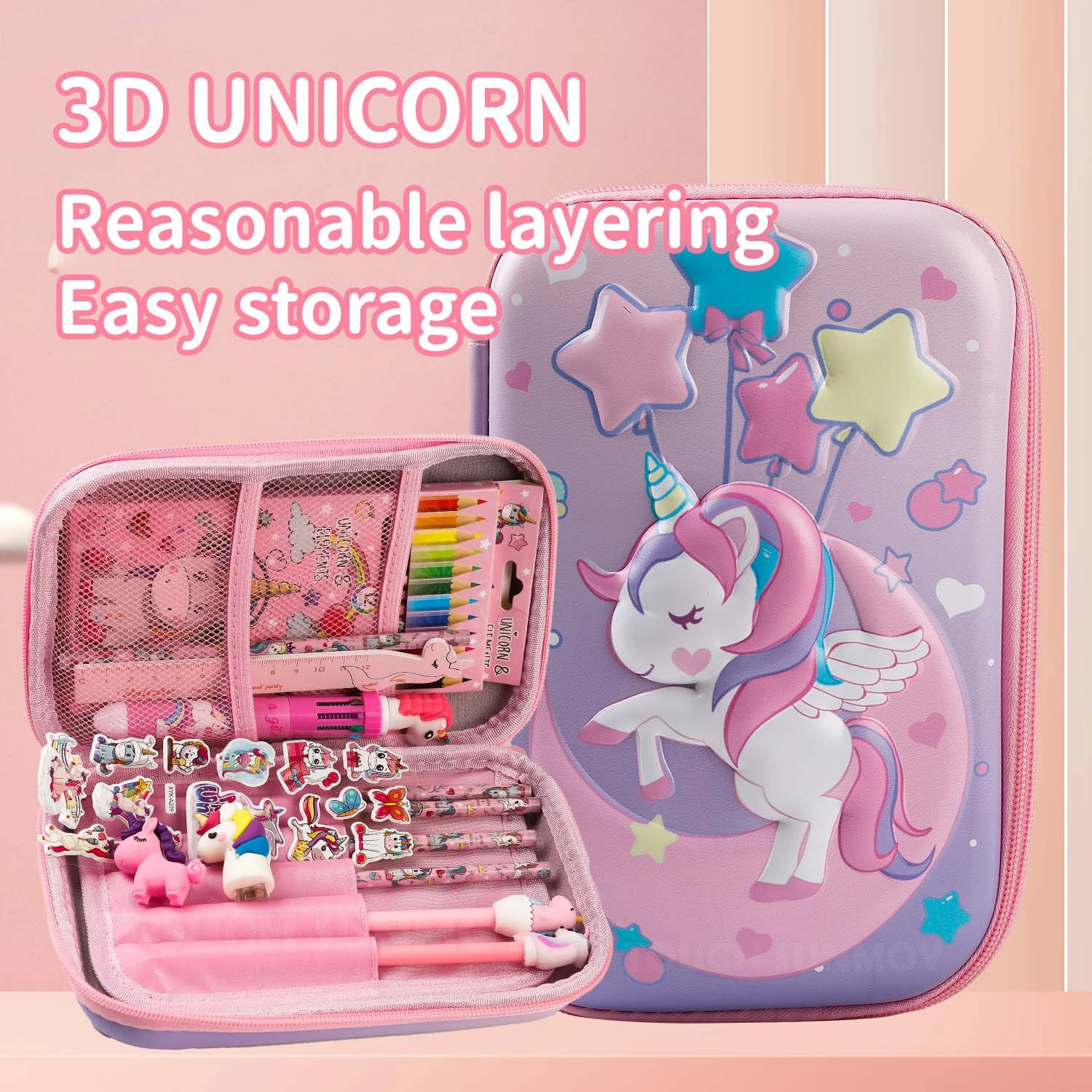 eva grande capacidade stationary conjunto para criancas dinossauro lapis unicornio case menino menina material escolar presente de volta a escola 3d 01