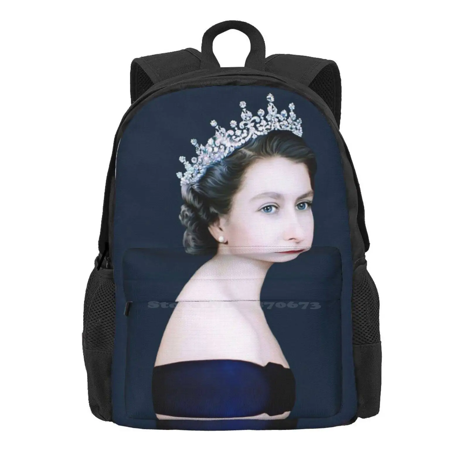 Queen Elizabeth Ii-Young Queen Elizabeth Hot Sale Backpack Fashion Bags Profile Queen Elizabeth Ii Portrait Queen Elizabeth