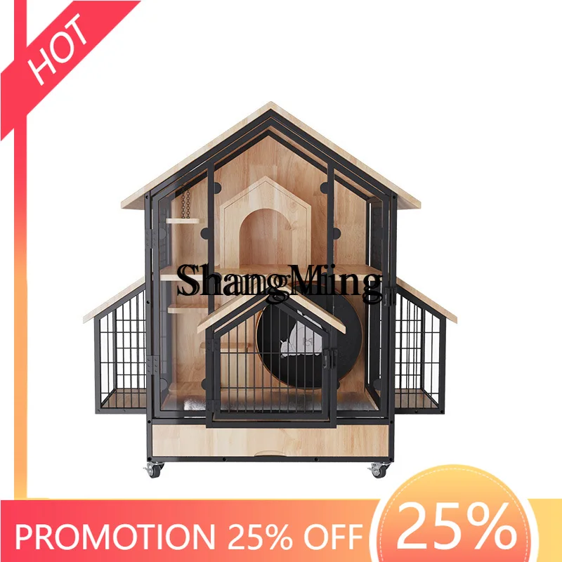 

ZYY light luxury solid wood pet special cabinet villa cage large display cabinet treadmill household anti-bite