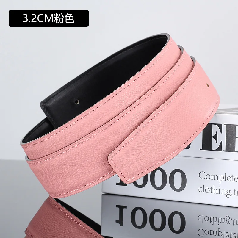 3.2/3.8mm luxury ultra-thin belt headless men and women high-quality palm print cowhide H buckle replacement belt without buckle