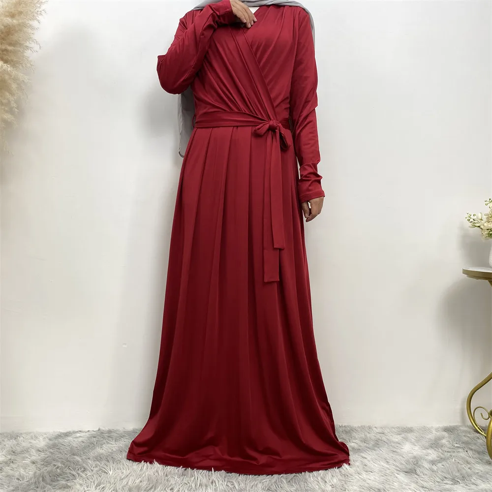 Modesto abayas para mulheres muçulmano 2024 ramadan com cinto maxi vestido islâmico eid roupas árabe robe dubai turquia kaftan jalabiya vestido