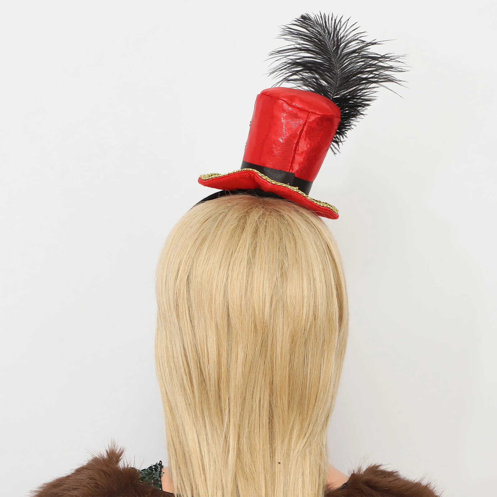 Bambini Adulti Fascinators Fascia Mini Cappello a cilindro Circo Ringmaster Mini Cerchio per capelli Accessorio per carnevale di Halloween Copricapo domatore leone