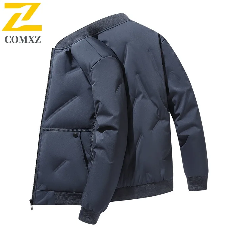 

COMXZ Puffer Jacket Baseball Collar Outdoor Commuting Office Warm Coat White Duck Down Travel Cold Protection Winter Garment