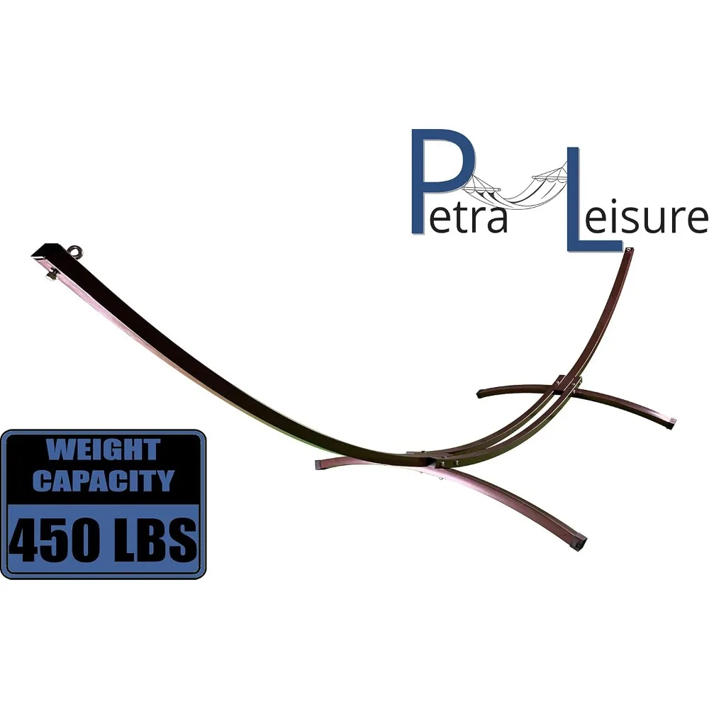 15 Ft Steel Arc Hammock Stand for Indoor/Outdoor Use, Fits Single/Double Bed, Brown