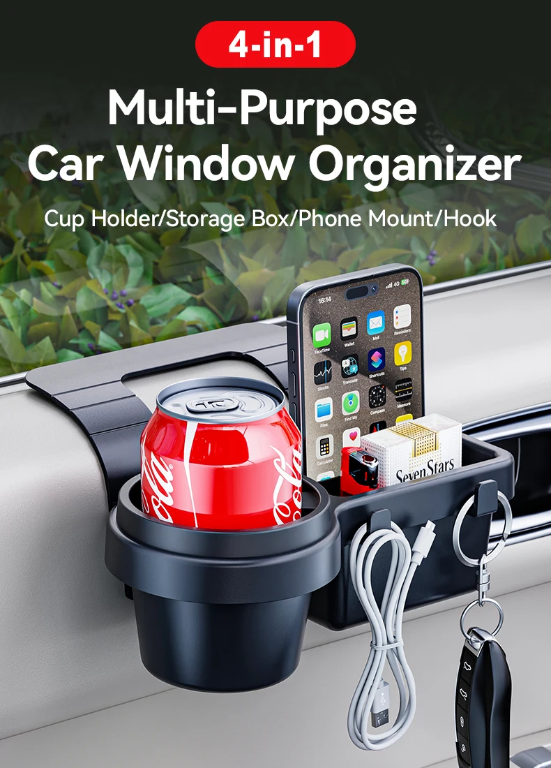Auto-Aufbewahrungsregal, Getränkehalter, Handyhalterung, Ablage, Seitenfenster-Aufbewahrungstasche, Auto-Innenzubehör – Detail 1