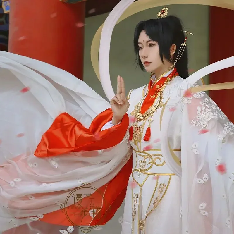 Heavenly Officials Bless Prince Yue Shen Cos Clothing Xie Lian Cosplay Red White Style Peacock Ancient Clothing hanfu tian guan