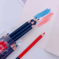 12pcs/box Double-color Pencils for Carpentry Red Blue Drawing/marking Pencil Wooden Shell Round Pencil Carpentry Supplies