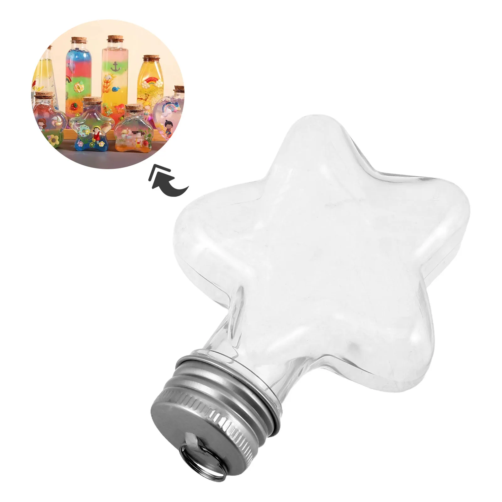 2Pcs Clear Wishing Jar Star Design - Plastic Craft Bottles for Kids Birthday Party Favors DIY Sand Art Supplies Fillable
