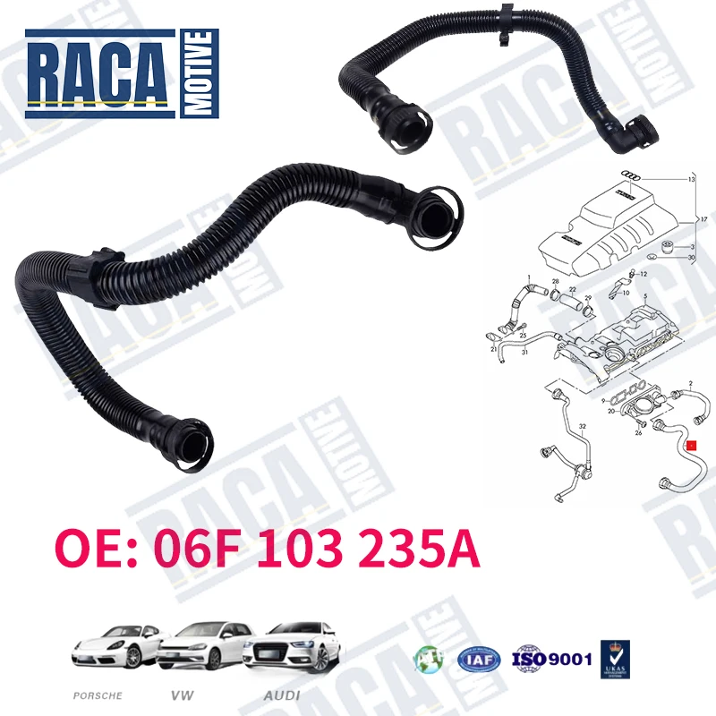 For Audi A3 Sportback A4 B7 A6 C6 TT Volkswagen EOS Passat B6 Brand New Auto Crankcase Ventilation Hose 06F103235A