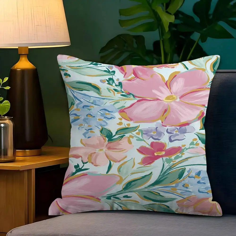 

Pastel Florals Pillowcase Toon Gift Cushion Cover Bedroom Home Sofa Chair Seat Decor Pillow Case