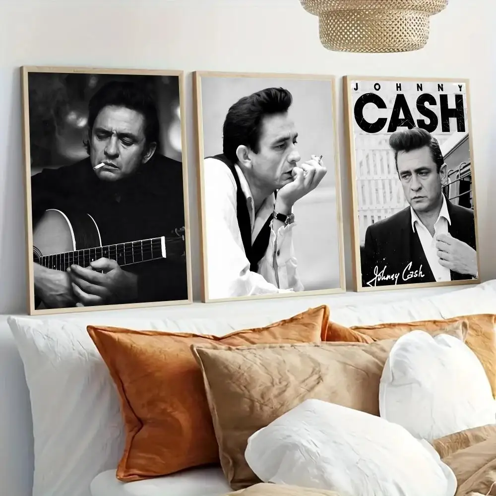 J-Johnny Cash Singer Poster Modern Home Living Bedroom Bar Hallway Waterproof Wall Art Aesthetic Decor