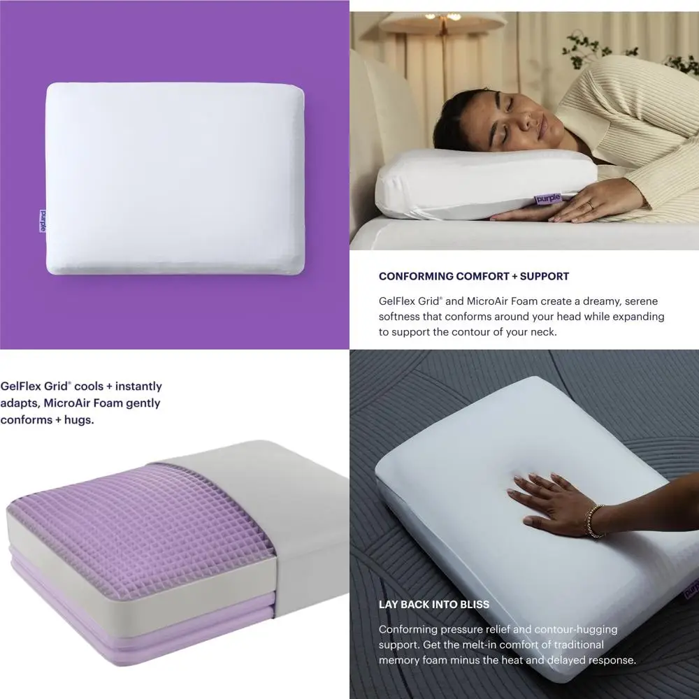 

Purple DreamLayer Pillow - Standard, Multi-Layered GelFlex and MicroAir Foam for Enhanced Support and Pressure Relief - Customiz