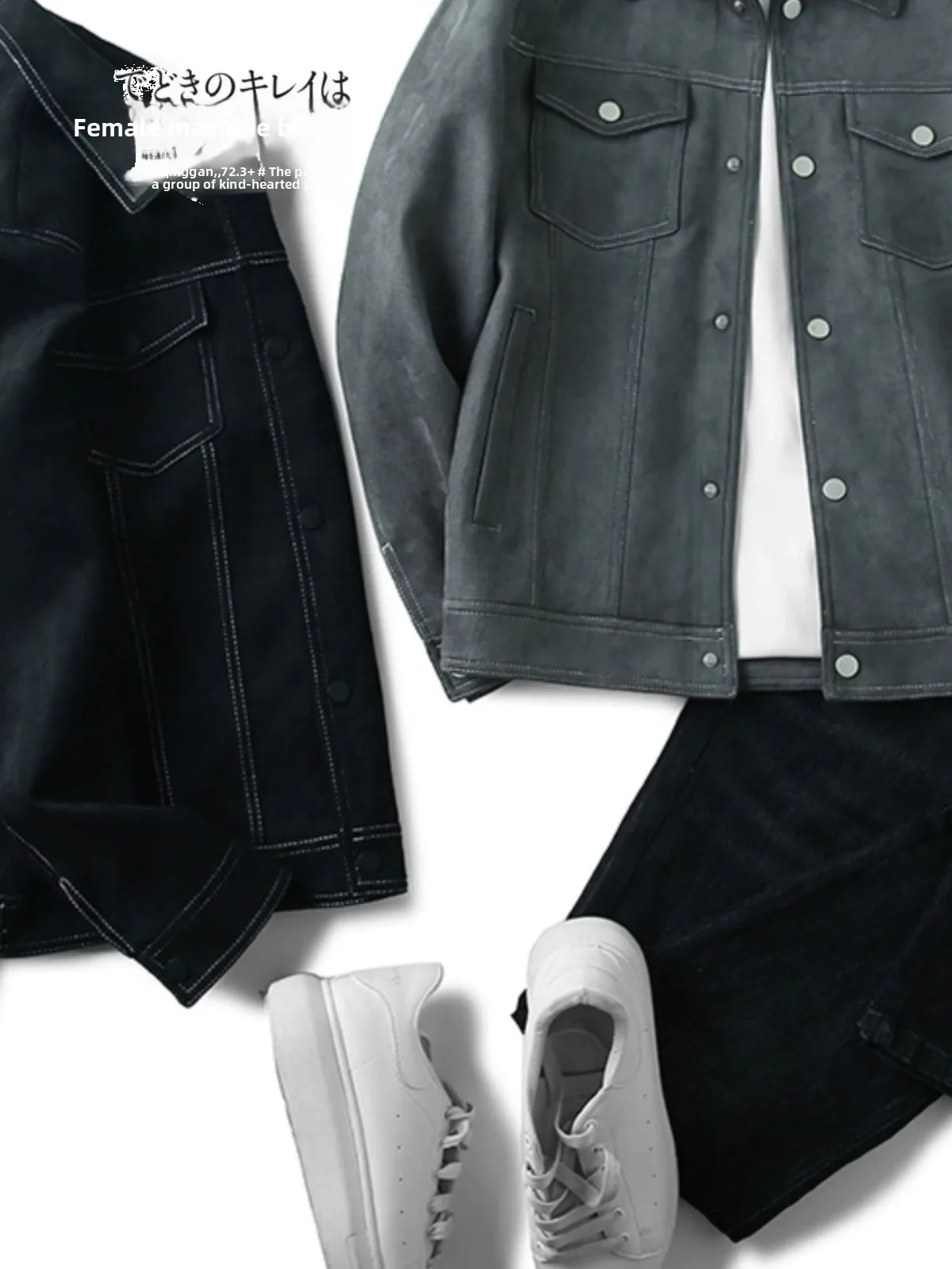 

Retro Workwear Suede Fabric High Quali Men's Faion Motorcycle Collar Casual Jaet Stand Fit Faion Urban Youth Autumn