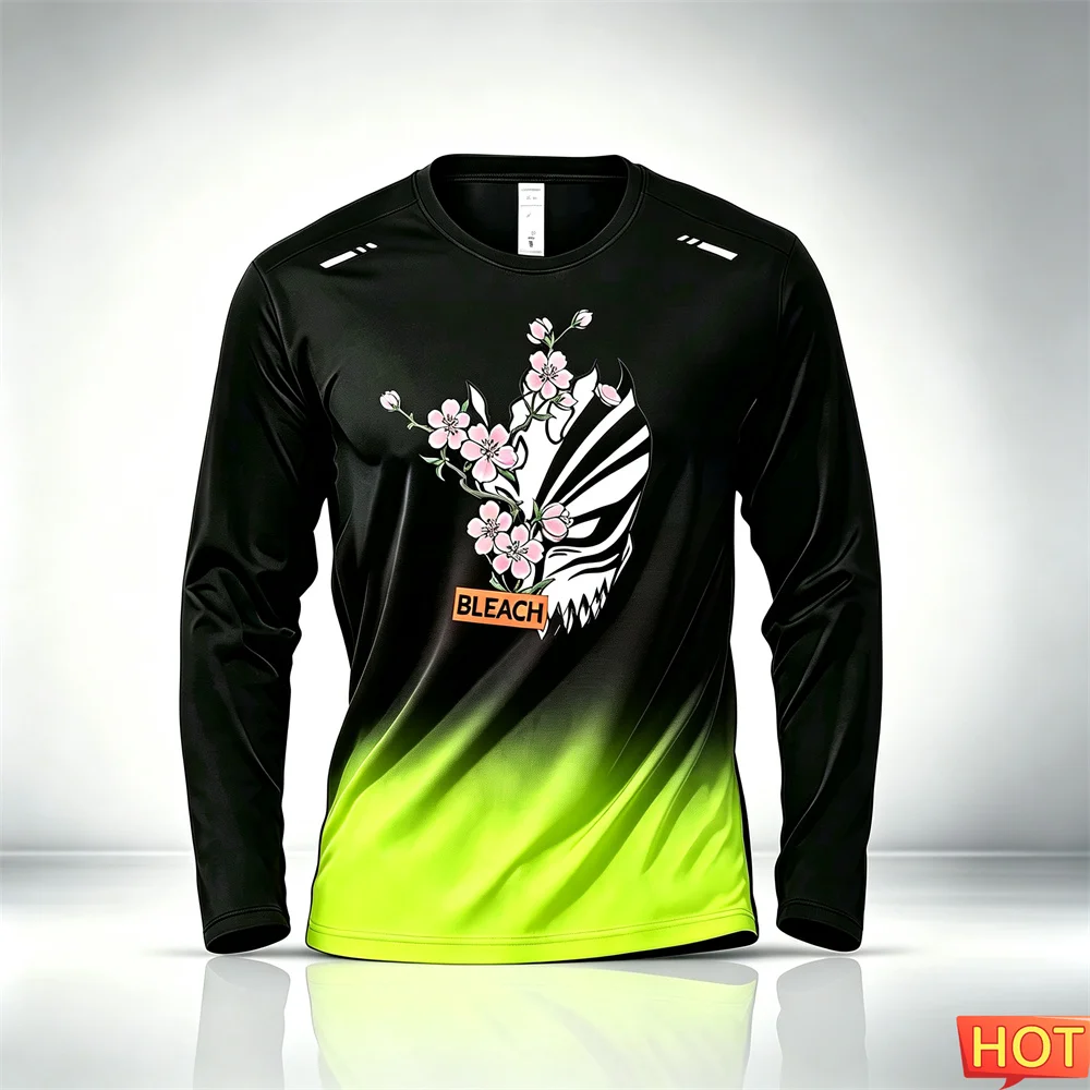 Anime Pattern Men's Long Sleeve T-shirt Autumn Men's Fitness Gradient T-shirt Elastic Training Sports T-shirt Gym men's clothing view 3