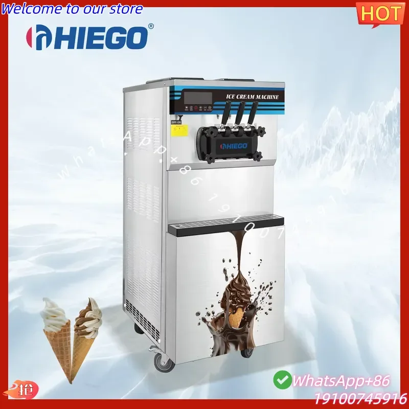 2026Hot 25-28L/h 3 Flavor Soft Ice Cream Maker Machine Commercial Soft Serve Ice Cream Machine