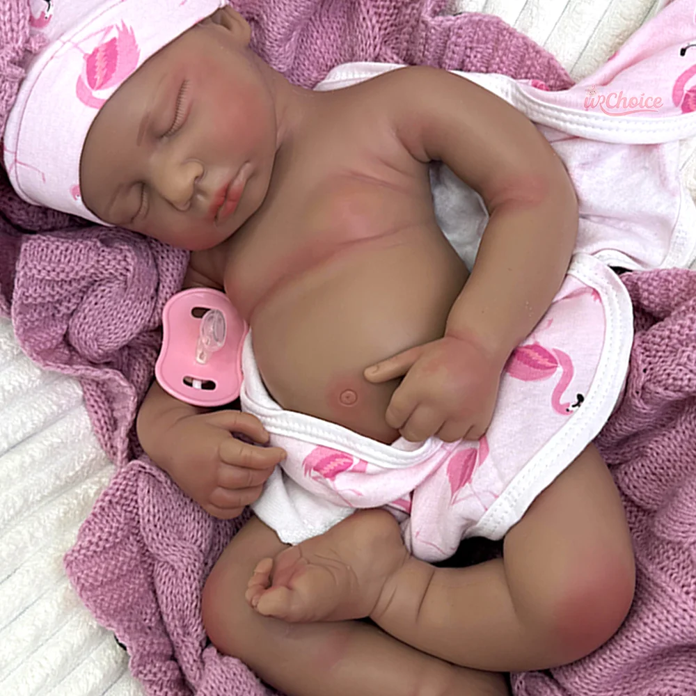 20 inch zachte siliconen pasgeboren baby zwarte pop herboren babypop handgemaakte zachte pasgeboren Bebe levensechte meisje en jongen kunstenaar collectie