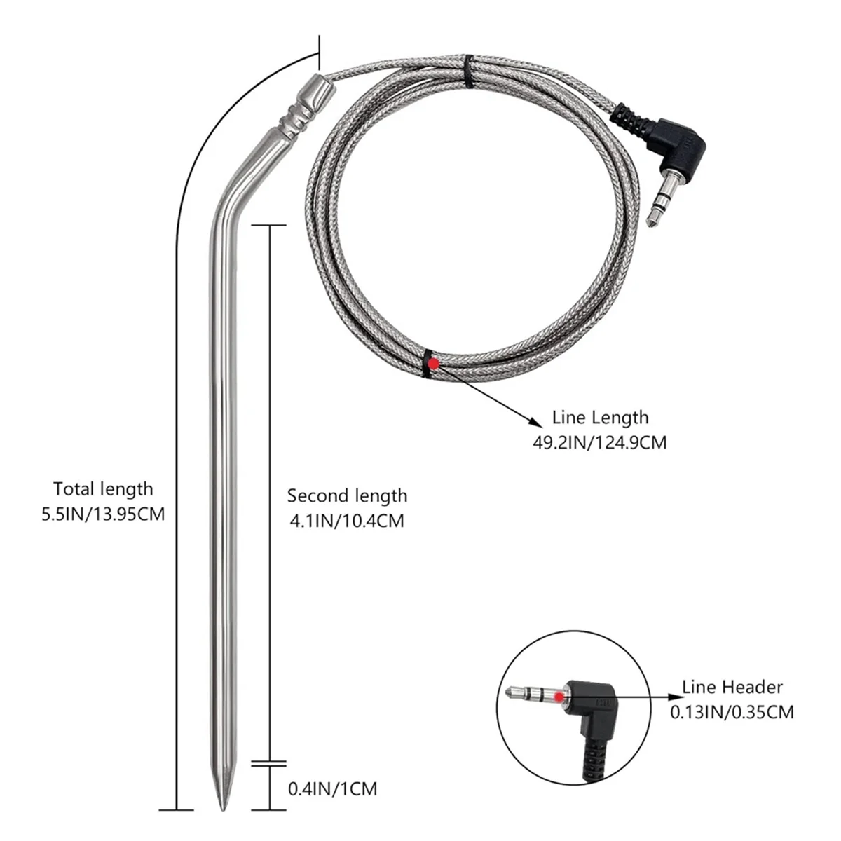 A72P 2 عبوة لمجسات اللحوم، ملحقات شوايات الدخان بمستشعر درجة الحرارة مع مشبك مسبار #4