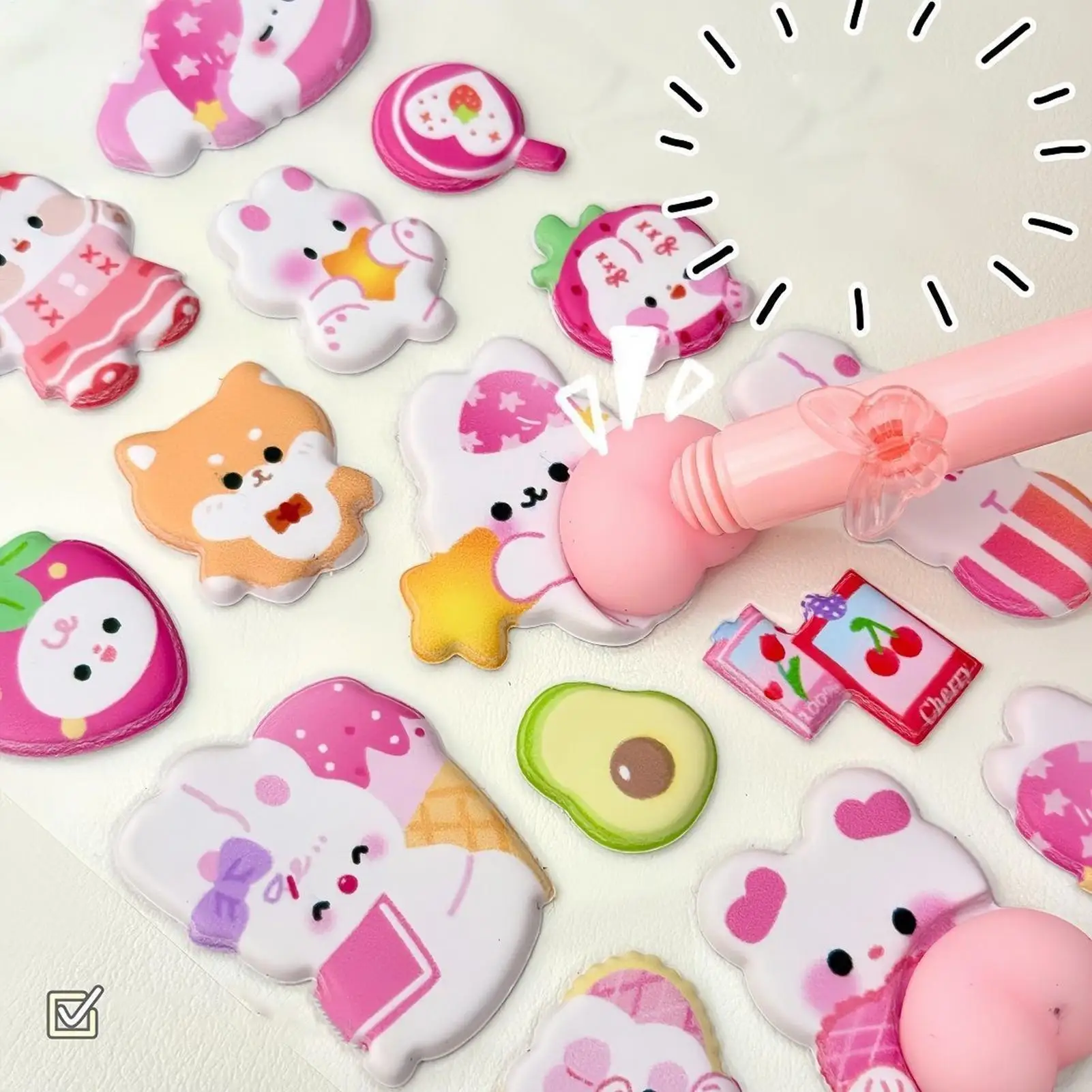 Toddler Stickers Cute Adhesive Toys Small Bunny Soft Bubble Stickers For Diary Scrapbook Pencil Case Tablet Phone Case Water