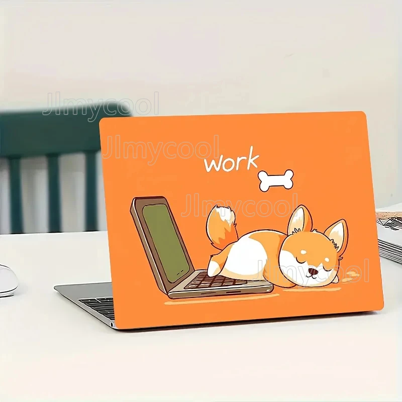 Two Pack of Cute Corgi Laptop Stickers Waterproof PET Stickers Self adhesive Cartoon Patterns Decal