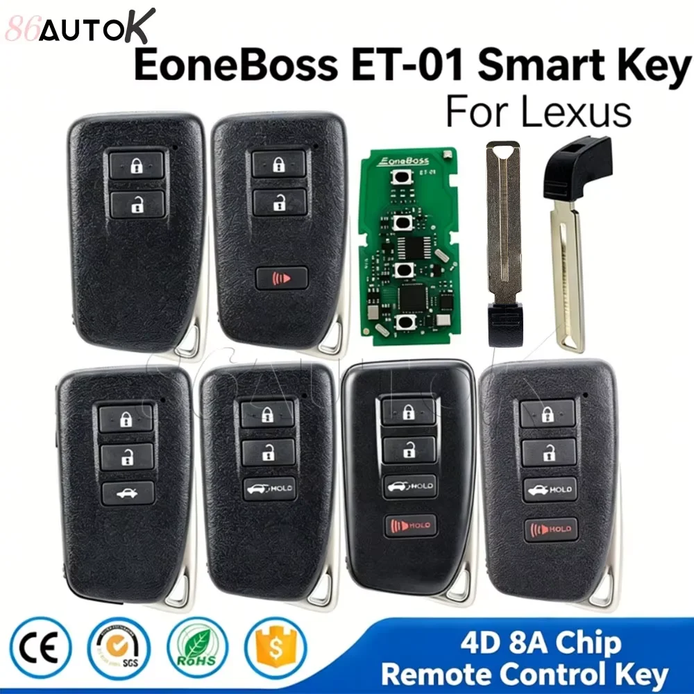 

Пульт дистанционного управления EoneBoss ET-01 для Lexus ET01, 4D 8A чип, 312-434 МГц, плата поддержки смарт-ключа 2110 0020 0010 0101 7930 0182