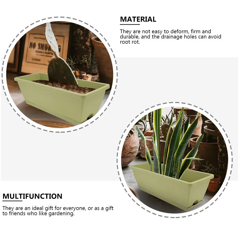

2pcs Thickened Rectangular Vegetables Planting Pots Large Capacity Breathable Flower Pot Garden Balcony Nursery Resin Plant